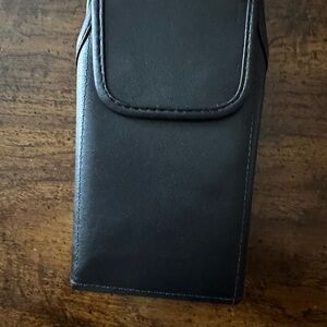 Black Vertical Phone Case with Flap and Stitching